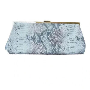 Danier Clutch Purse Genuine Leather Medium Size DarkGrey/Light Grey/White
